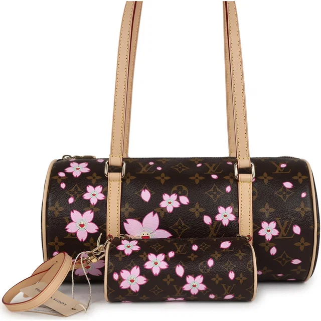 Louis Vuitton X Takashi Murakami Cherry Blossom Papillon Brown, Pink Monogram Gold Hardware in Brown Leather from Madison Avenue Couture