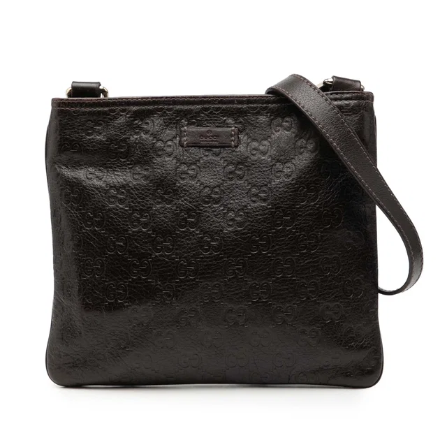 Brown Gucci Guccissima Crossbody in Brown Leather from Designer Revival