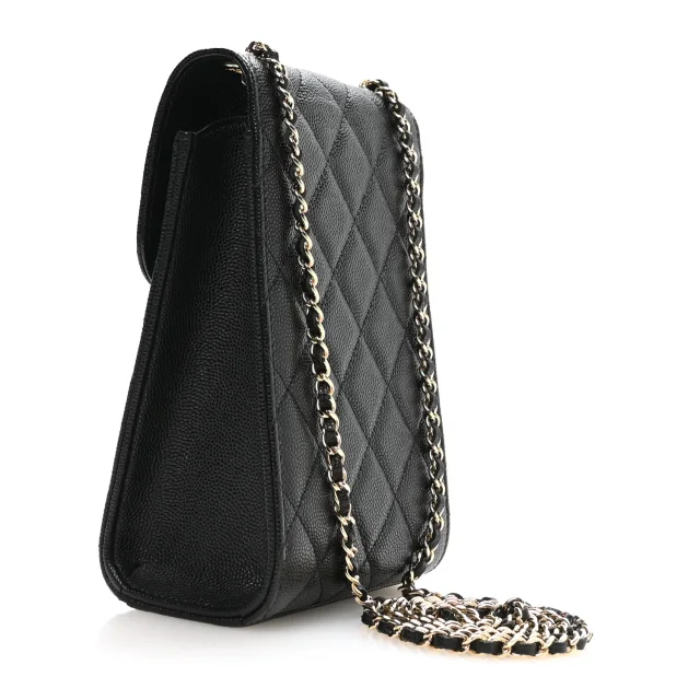 Chanel Caviar Quilted Golden Class Phone Holder Black in Black Caviar leather from FASHIONPHILE, photo 3 of 12