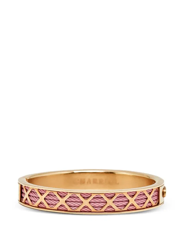 Charriol Forever lattice cable bangle bracelet - women - Rose Gold Plated Steel/stainless steel in gold Woven leather from Farfetch