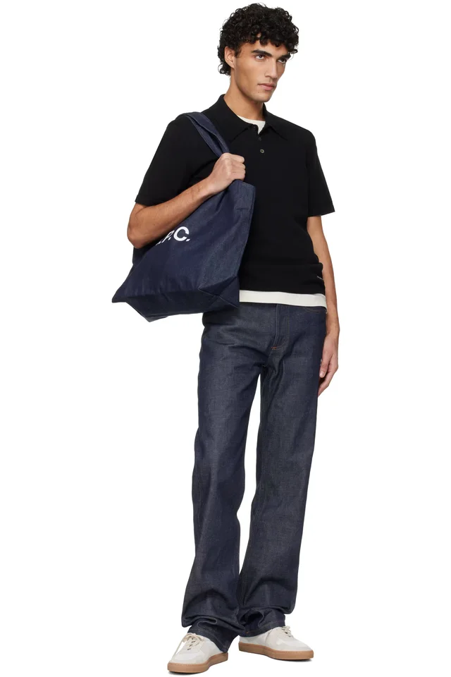 A.P.C. Black Knit Polo, photo 4 of 4 from SSENSE