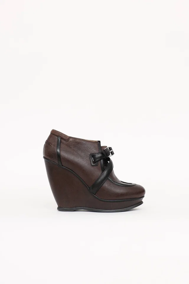 Balenciaga Buckle Wedge Bootie in Leather from VSP Consignment
