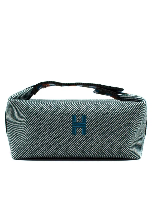 Hermès Green Stripe Bride-a-Brac au Carre Case in Green Canvas from HEWI