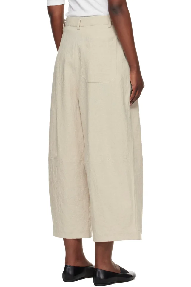 YMC Beige Deadbeat Trousers, photo 3 of 4 from SSENSE