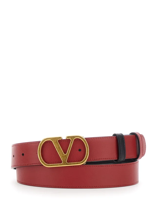 Valentino garavani Black Reversible Belt with VLogo Buckle in Leather Woman in Black 100% Calf, photo 7 of 8 from Gaudenzi Boutique