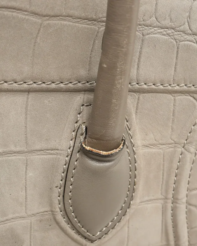 Celine Crocodile Embossed Nubuck Luggage Phantom Tote Bag in Suede from A Retro Tale, photo 6 of 9