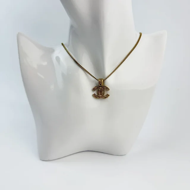 Chanel CC Logo Openwork Chain Necklace Plated Gold Vintage in Gold from The Reluxe