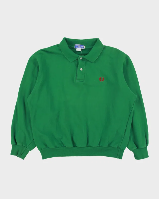 Vintage 1990s Fred Perry Sportswear Classic Pique Boxy Collared Sweatshirt - S from Rokit Vintage