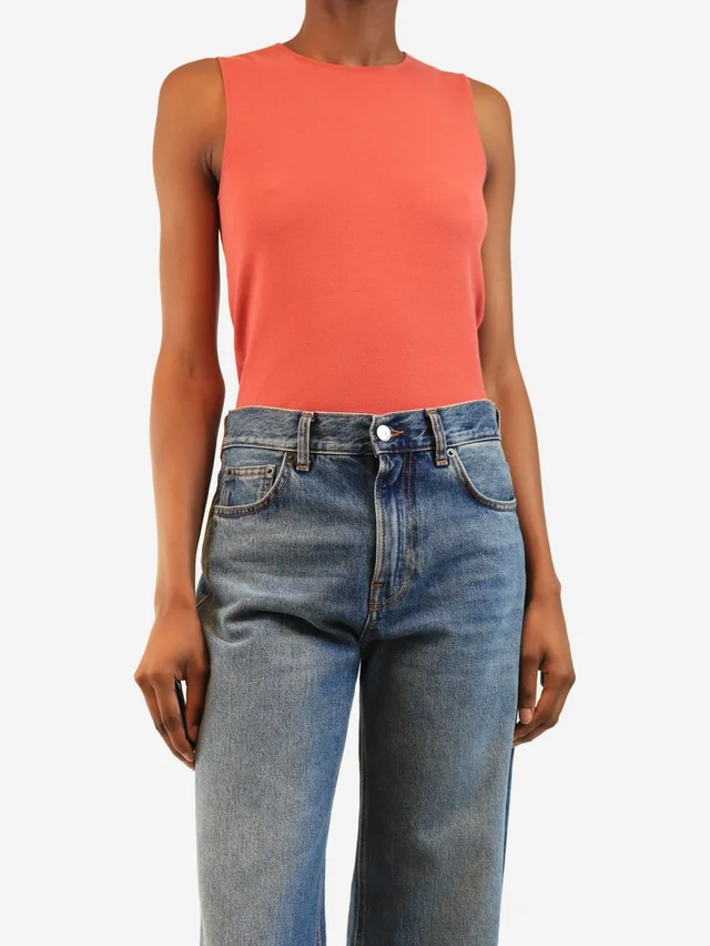 Chanel Coral pink knit tank top - size UK 8 in Pink from Sign of the Times