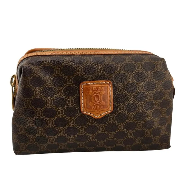 Celine Women's Makeup and toiletry bags - Brown/Tan in brown|red|neutral from Depop, photo 1 of 1