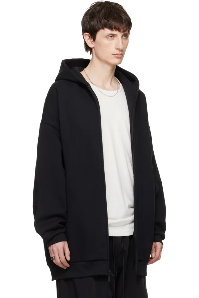 Fear of God ESSENTIALS Black 'Property' Lounge Long Zip Hoodie, photo 2 of 4 from SSENSE