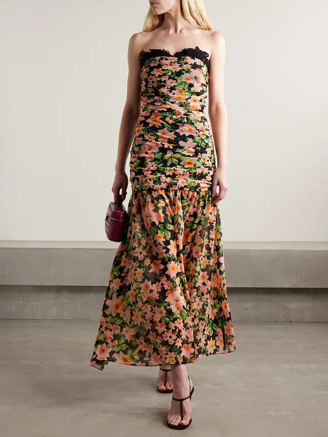 KIKA VARGAS Viola lace-trimmed floral-print chiffon midi dress, photo 2 of 2 from NET-A-PORTER (Canada)