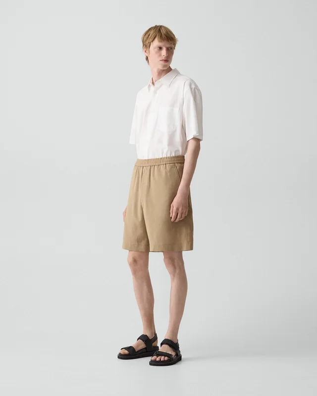 Theory Relaxed Pull-On Short in Performance Suiting in FRESH KHAKI, photo 8 of 10 from Theory