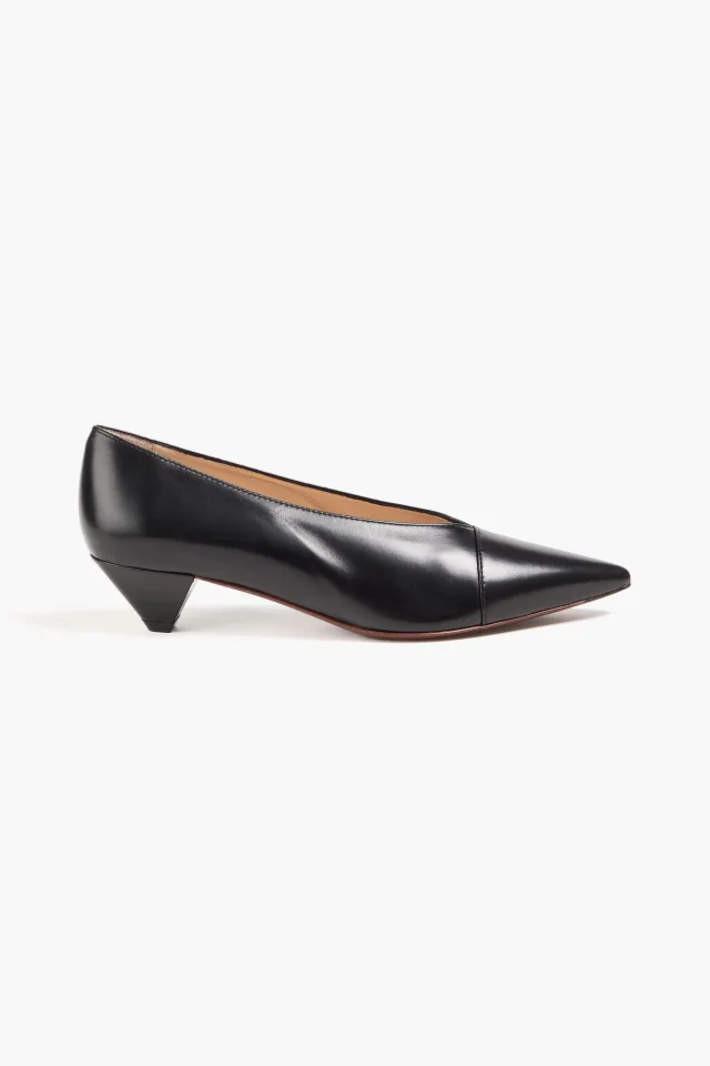 Leather Cone Heel Pumps