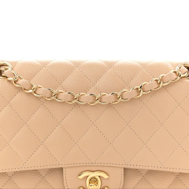 Chanel Caviar Quilted Medium Double Flap Beige in Beige Caviar leather from FASHIONPHILE, photo 8 of 10