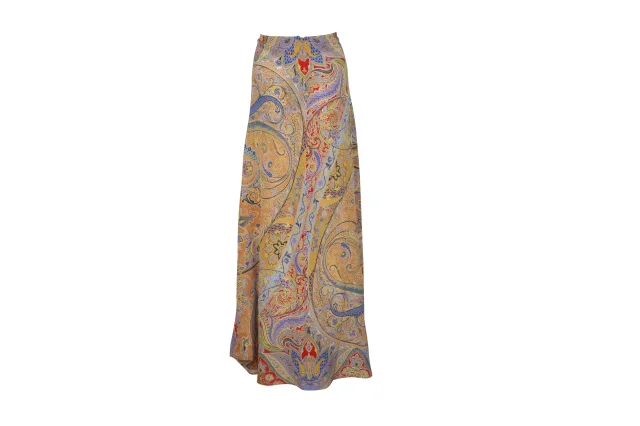 Etro Paisley A-line Long Skirt in Multicolor Silk in multi, photo 2 of 5 from ShopSimon
