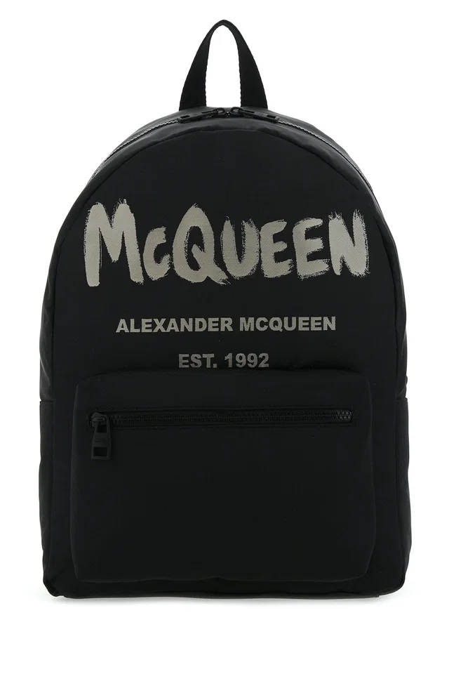 Alexander McQueen Logo-Print Backpack — Black E Poliestere in Black from HEWI