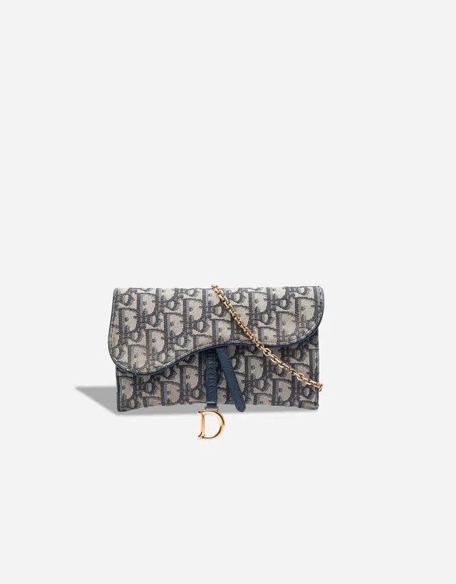 Dior Saddle Pouch Oblique Jacquard Blue in Blue Canvas from SACLÀB