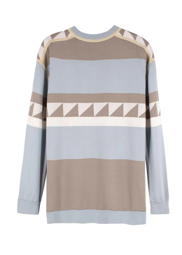 Hermès Blue and Beige Figure Artistique Silk & Cotton Jumper in Beige Silk from HEWI