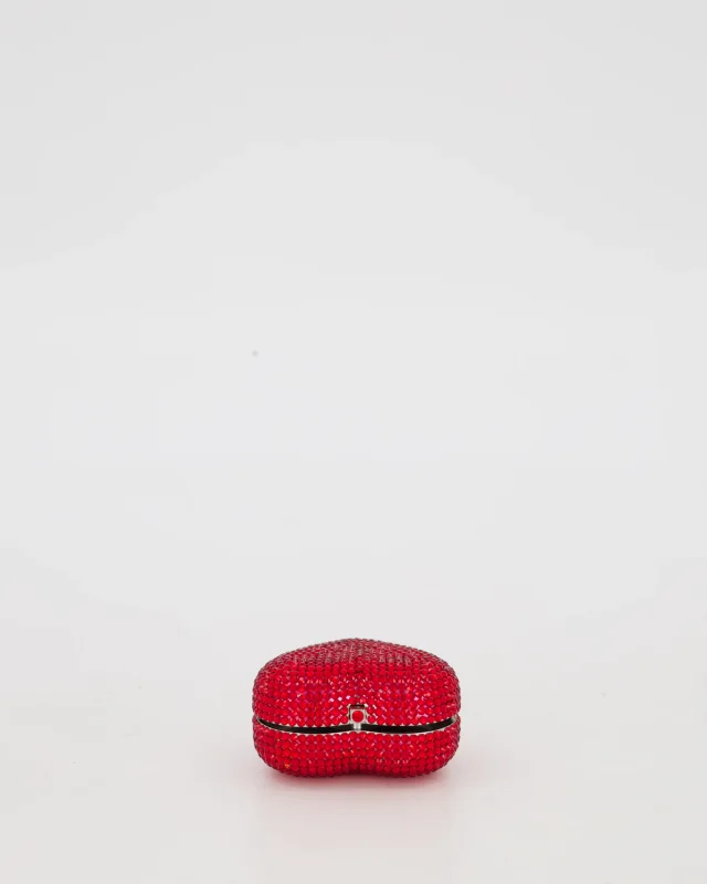 Judith Leiber Red Mini Heart Diamante Pill Box in Red from Sellier, photo 5 of 8