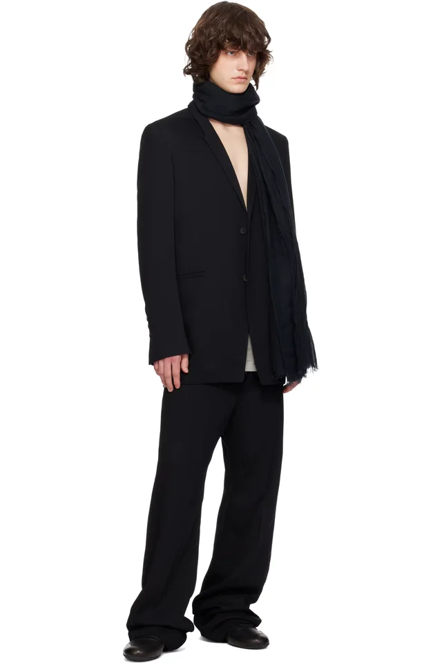 Rick Owens Black Temple Tailored Geth Trousers, photo 4 of 4 from SSENSE