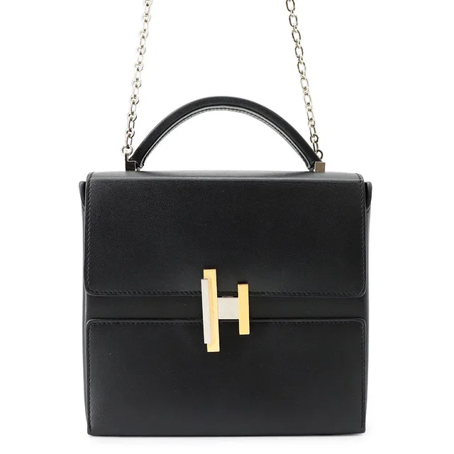 Hermès Cinetic 2way Bag Black Tadelakt Leather in Black Leather from GALLERY RARE