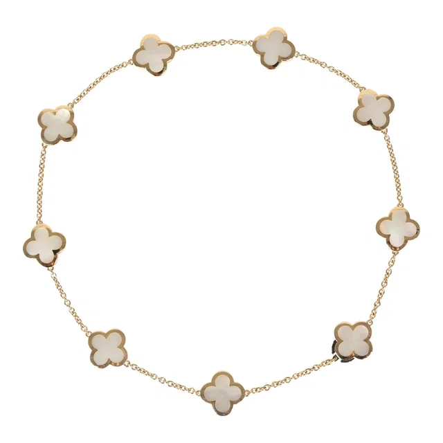 Van Cleef & Arpels Pure Alhambra 9 Motif Necklace Mother of Pearl 18K Yellow Gold in Yellow from Madison Avenue Couture