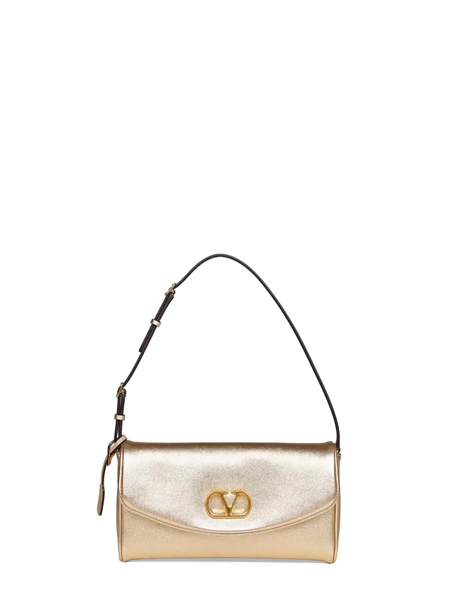Valentino Garavani Devain Shoulder Bag — Gold Calf Leather in Gold Calfskin from HEWI