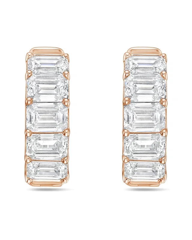 Diana M Lab Grown Diamonds Diana M. 14K Rose Gold 3.00 ct. tw. Lab-Grown Diamond Huggie Earrings, image 1 of 1 from Rue La La
