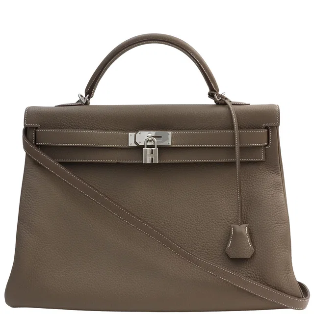Hermès Kelly 40, Etoupe, 2010 in Taupe Clemence leather from VINTAGE QOO TOKYO