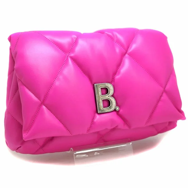 Balenciaga Touch Puffy Clutch Bag Logo Leather Pink Quilted in pink Leather from Poshmark