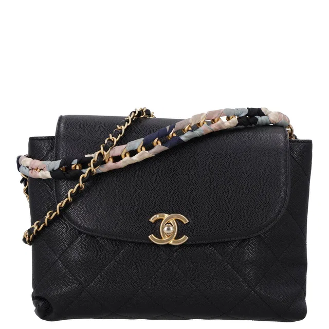 Chanel CC Scarf Chain Envelope Flap Bag in Caviar leather from HEWI