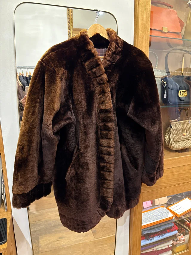Saint Laurent Brown sherling coat in Brown from Luxury Promise