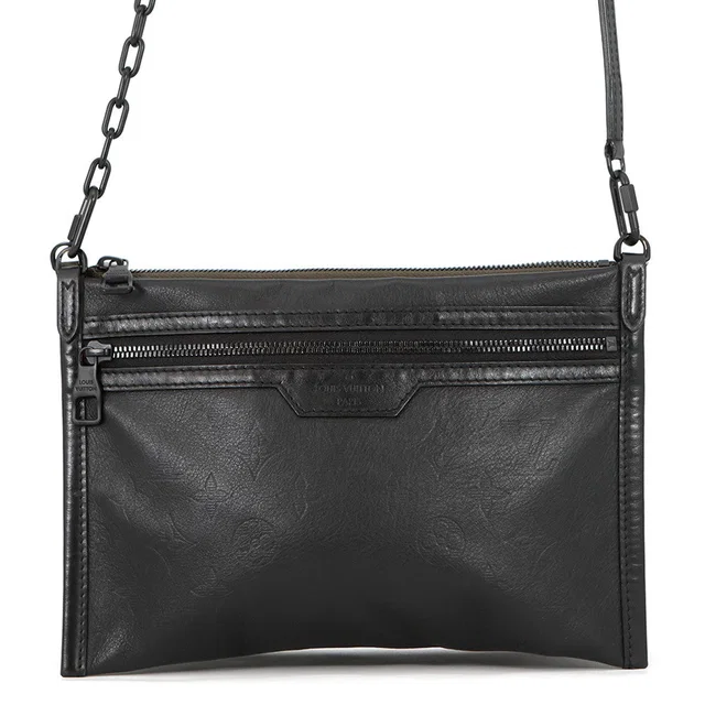 Louis Vuitton Flat messenger Noir/KhakiM44635 Monogram Shadow in Black from GALLERY RARE
