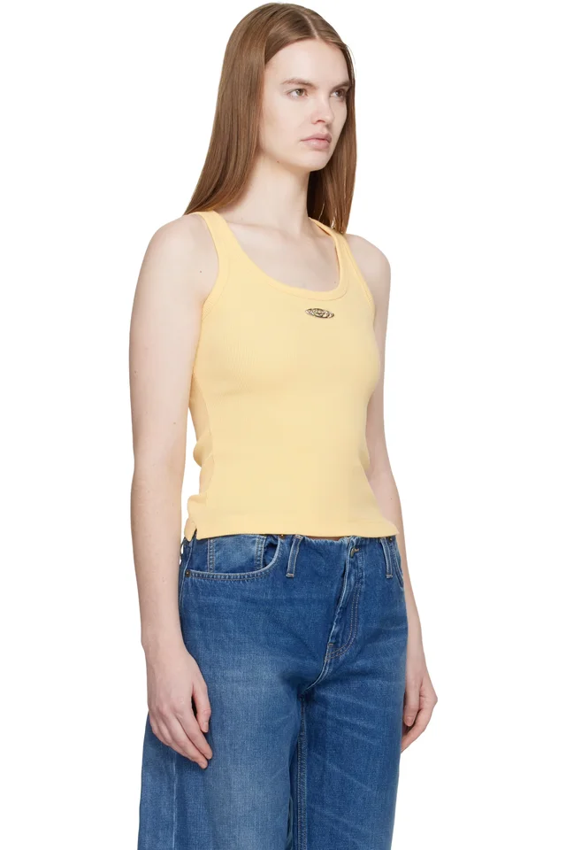 Casablanca Yellow Corrosion Ribbed Tank Top, photo 2 of 4 from SSENSE