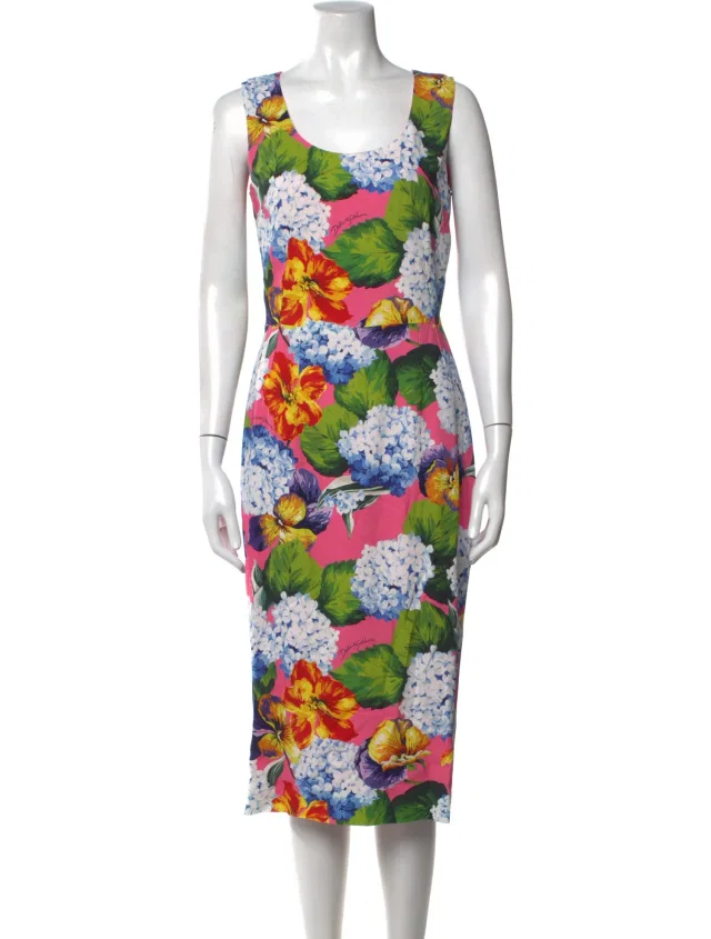 Dolce & Gabbana Floral Print Knee-Length Dress in pink from The RealReal