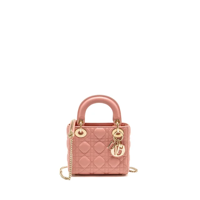Mini Lady Dior Bag Lambskin Pink LGHW in Pink Lambskin from EMIER