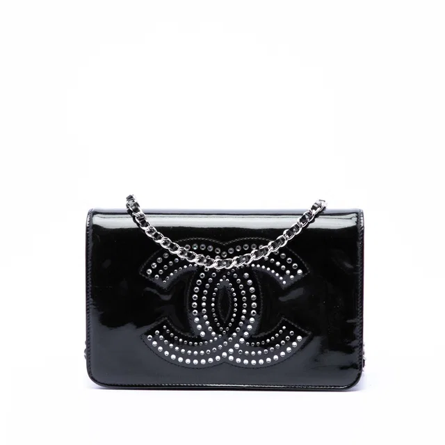 Black Chanel CC Patent Strass Embellished Wallet On Chain Crossbody Bag in Black Patent leather from Designer Revival, photo 1 of 1