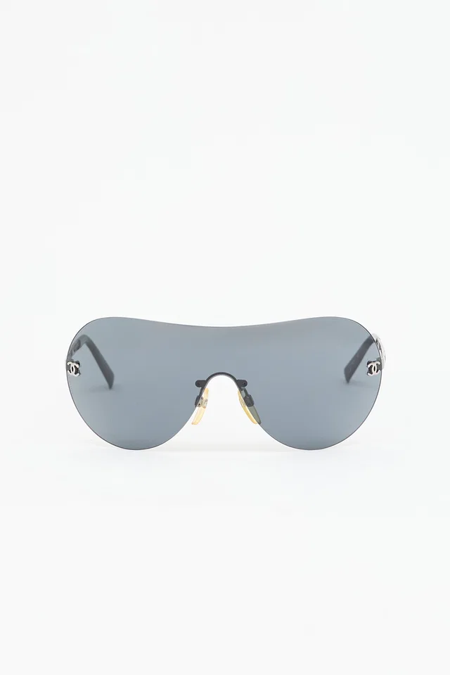 Chanel 4118 CC Shield Sunglasses in Woven leather from VSP Consignment