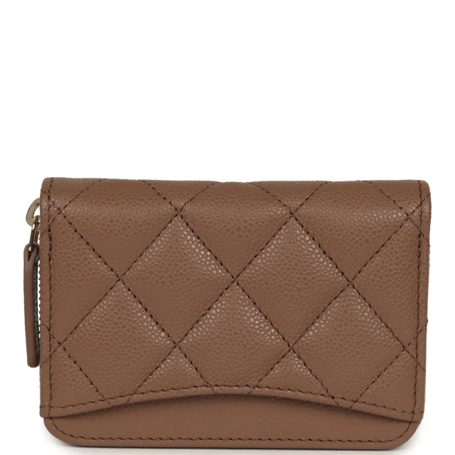 Chanel Classic Zipped Coin Purse Wallet Brown Shiny Caviar Light Gold Hardware in Brown Caviar leather from Madison Avenue Couture, photo 4 of 8