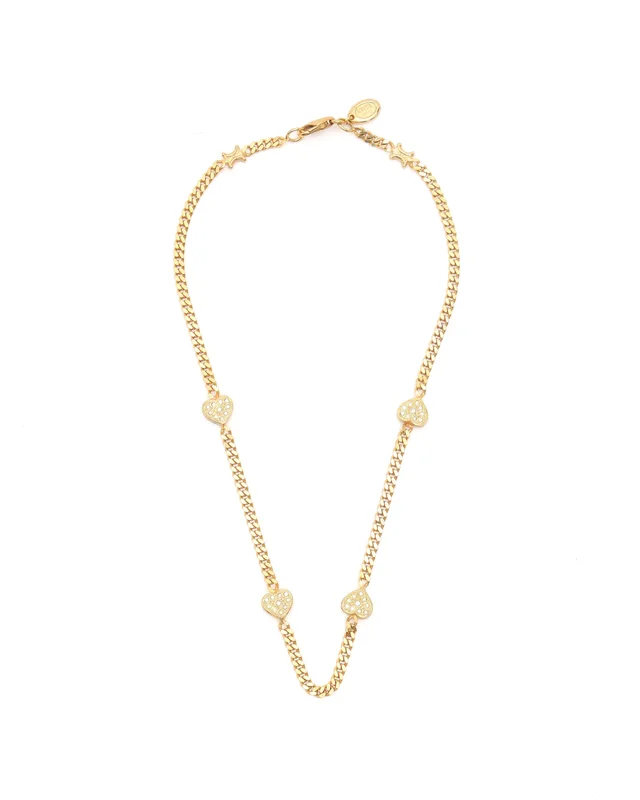 Celine Rhinestone Heart Necklace in Silk from A Retro Tale, photo 2 of 4