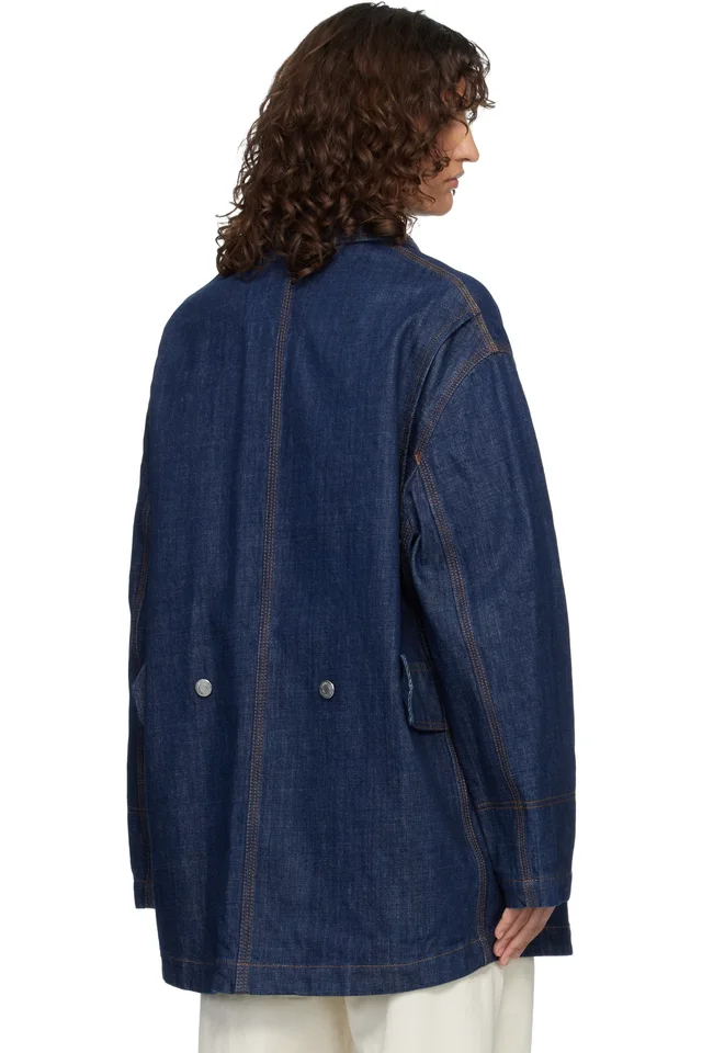 Indigo Cotton 'Ami Paris Heritage' Label Worker Jacket, photo 3 of 4 from SSENSE