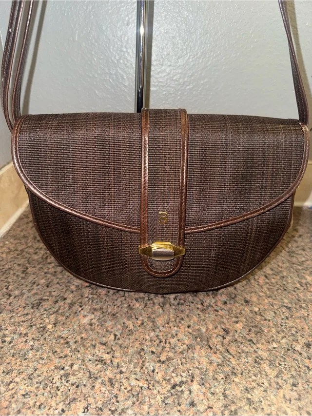 Bally Vintage Brown Textured Half-Moon Crossbody Bag Euc in gold|brown|red Leather from Poshmark