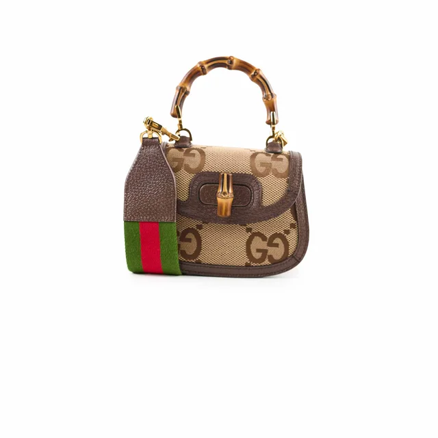 Gucci GG Mini Bamboo Top Handle Brown in Brown Canvas from The Purse Affair