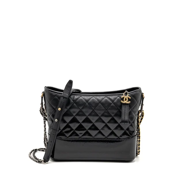 Chanel Large Gabrielle hobo bag calfskin/patent black multicolour hardware in Black Calfskin from EMIER