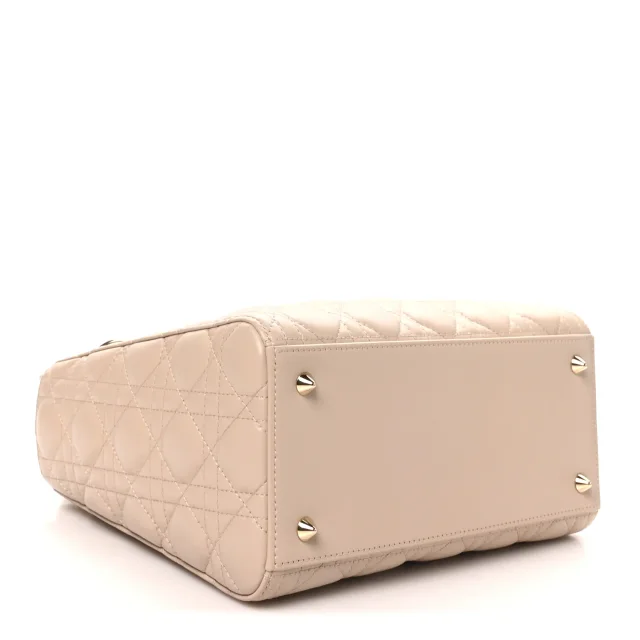 Cannage Medium Lady Dior Powder Beige in Beige Lambskin from FASHIONPHILE, photo 4 of 9