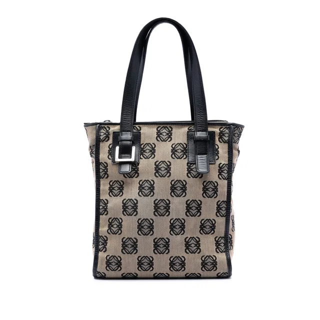 Beige LOEWE Anagram Canvas Tote in Beige Canvas from Designer Revival