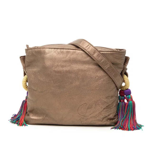Brown LOEWE Nappa Metallic Flamenco Tassel Crossbody in Brown Nappa leather from Designer Revival