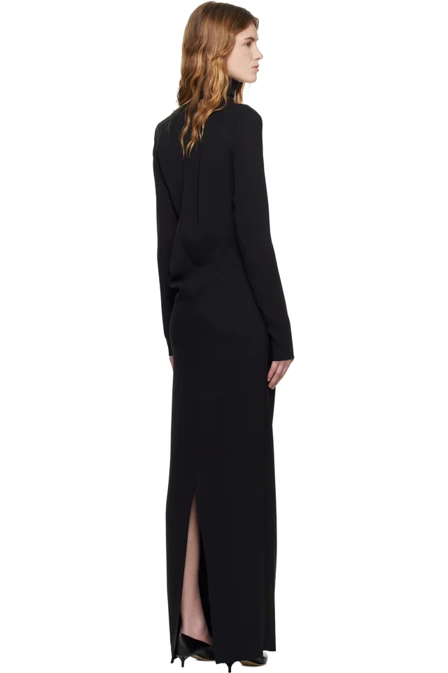 TOTEME Black Long Twist Maxi Dress, photo 3 of 4 from SSENSE