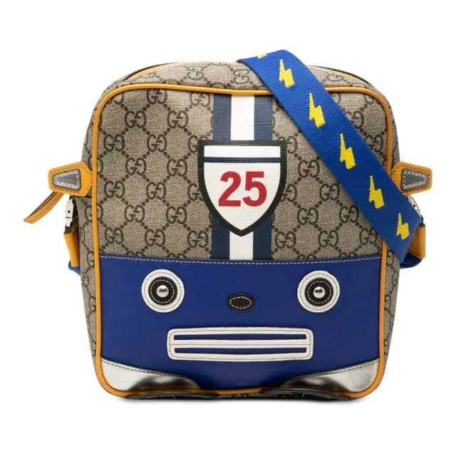 Beige Gucci Kids GG Supreme Robot Messenger Bag in Beige Coated canvas from Designer Revival